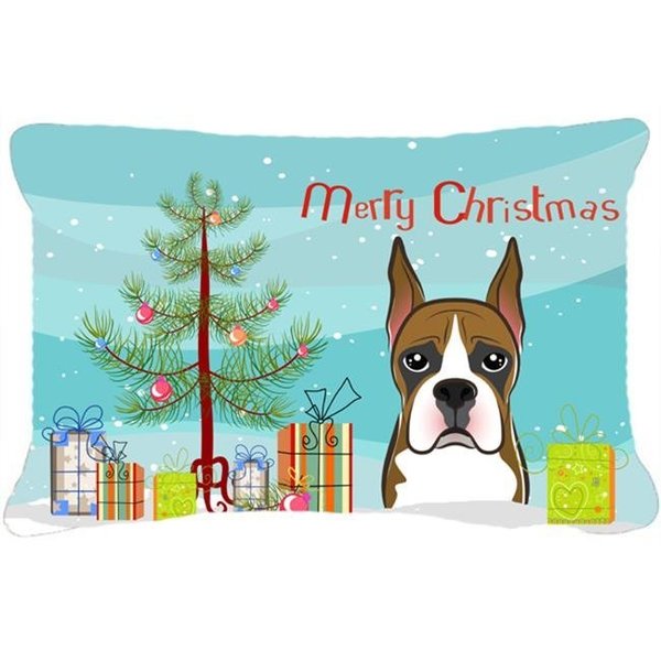 Carolines Treasures Carolines Treasures BB1595PW1216 Christmas Tree & Boxer Fabric Decorative Pillow BB1595PW1216